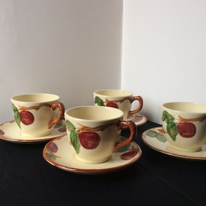 Vintage Franciscan Set of Four Apple Pattern Cups and Saucers/Franciscan Dinnerware