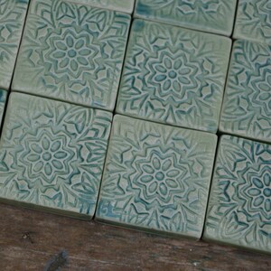 handgemaakte groene tegel mozaiek kleine tegels keramische etsy