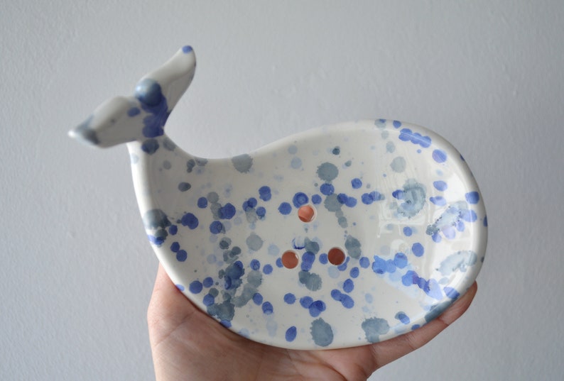 Blue ceramic soap dish whale dish whale plate blue whale ...