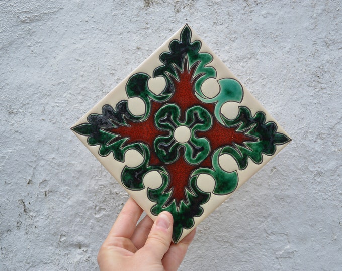 Azulejos únicos, pintados a mano, azulejo con motivo floral, mural