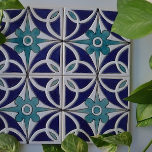 Autentic handpainted spanish tiles, retro flower tiles, Andalusian tiles, backsplash tiles, bathroom/ shower tiles, inspired by retro design