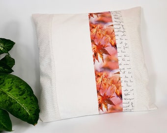 Cover for Cushion Mix of White and Erable Leaves in Autmone 40x40 cm (Various Cotton and Linen Fabrics)