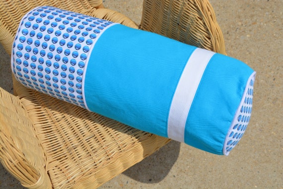 Bolster Neck Roll Pillow Blue White Beads Etsy