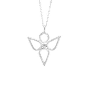 Guardian Angel pendant with Diamond, Angel necklace, luck necklace, Diamond necklace, silver necklace, gold necklace