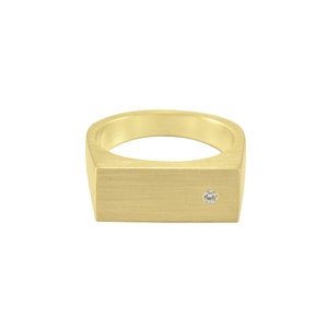 Signet ring with cz diamond, womens signet, mens signet, silver ring, gold ring