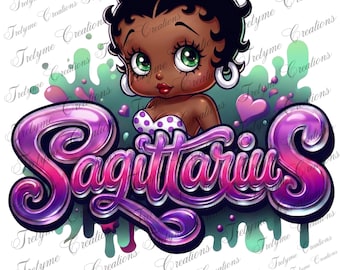 Betty Boop Sagittarius PNG: Astrology Lover Gift (Digital Design)