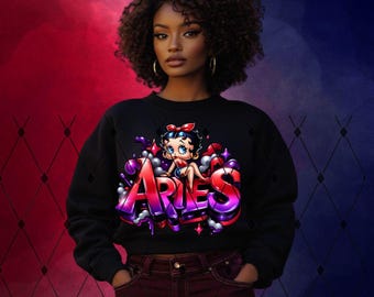 Betty Boop Aries PNG: Zodiac Art Sublimation Design (Digital Download)