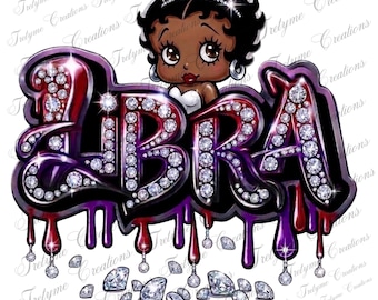 Betty Boop Libra PNG: Astrology Gift, Sublimation Design (Digital Download)