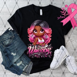 Boxing Betty Boop Breast Cancer Warrior PNG: T-Shirt Design (Digital Download)