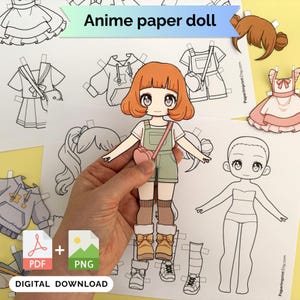 アニメ着せ替え人形：マンガの女の子の着せ替えペーパークラフトぬりえ（デジタルダウンロード）