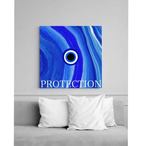 Türkçe Blue Marble Evil Eye Protection Print Home Wall Decor