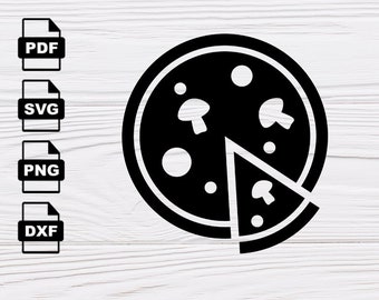 Pizza with mushrooms SVG VECTOR, Clipart Svg Files, printing design, png, pdf, Cricut files DXF, Cutting file, Insta Download