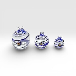 Handgemaakt geblazen glazen boze oog-granaatappelornament - Murona-glas, set van 3