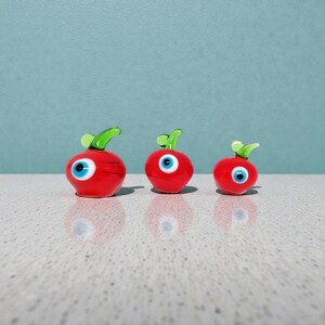 Handgemaakt muranoglas appelornament boze oog - Turks geblazen glas set van 3