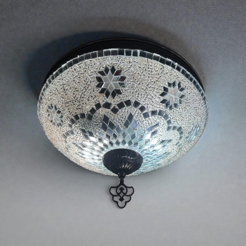 Handmade Turkish Mosaic Flush Mount Ceiling Lamp: Star Light image 5