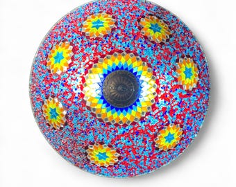 Lámpara de mosaico turco hecha a mano: vidrio rosa del desierto, 43 cm de ancho