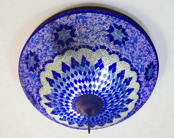 Lámpara de mosaico de estrella azul violeta: lámpara empotrada turca hecha a mano