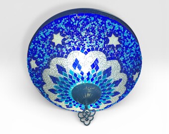 Lámpara de mosaico turco hecha a mano: luz de estrella azul turquesa