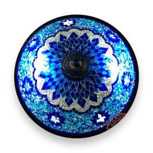 Mosaic Lamp, Starlight Big Blue Turquoise White Stars Turkish Flush Lamp,Moroccan Lamp,Hand Made Lamp, Wall And Ceiling Lamp (AR406)