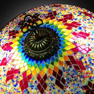 Rainbow And Stars Turkish Flush Lamp,Moroccan Lamp,Hand Made Lamp,Mosaic Glass Lamp,Wall And Ceiling Lamp, Living Room, Sofa (AR405)