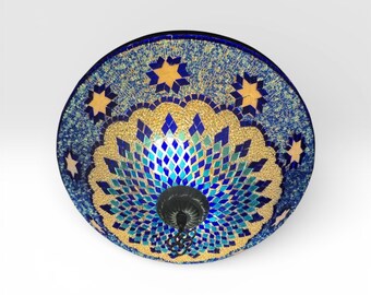 Lámpara de mosaico turco hecha a mano: luz de estrella azul turquesa