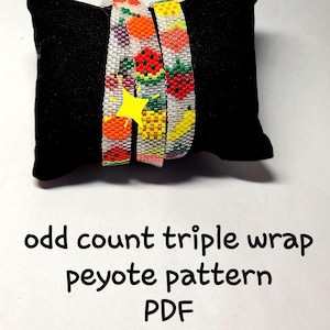 Triple Wrap Odd Count Peyote Pattern fruits fruit | Peyote Beading Bracelet | Cuff Bead Pattern | TOHO Miyuki Delica | PDF Instant Download