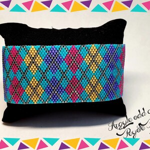 Argyle odd count Peyote Pattern | Peyote Beading Bracelet | Cuff Bead Pattern | TOHO Miyuki Delica | PDF Instant Download