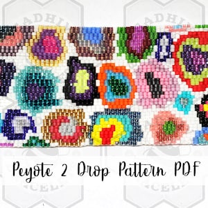 Even Count Peyote 2 drop Pattern | Peyote Beading Bracelet | Cuff Bead Pattern | TOHO Miyuki Delica | PDF Instant Download