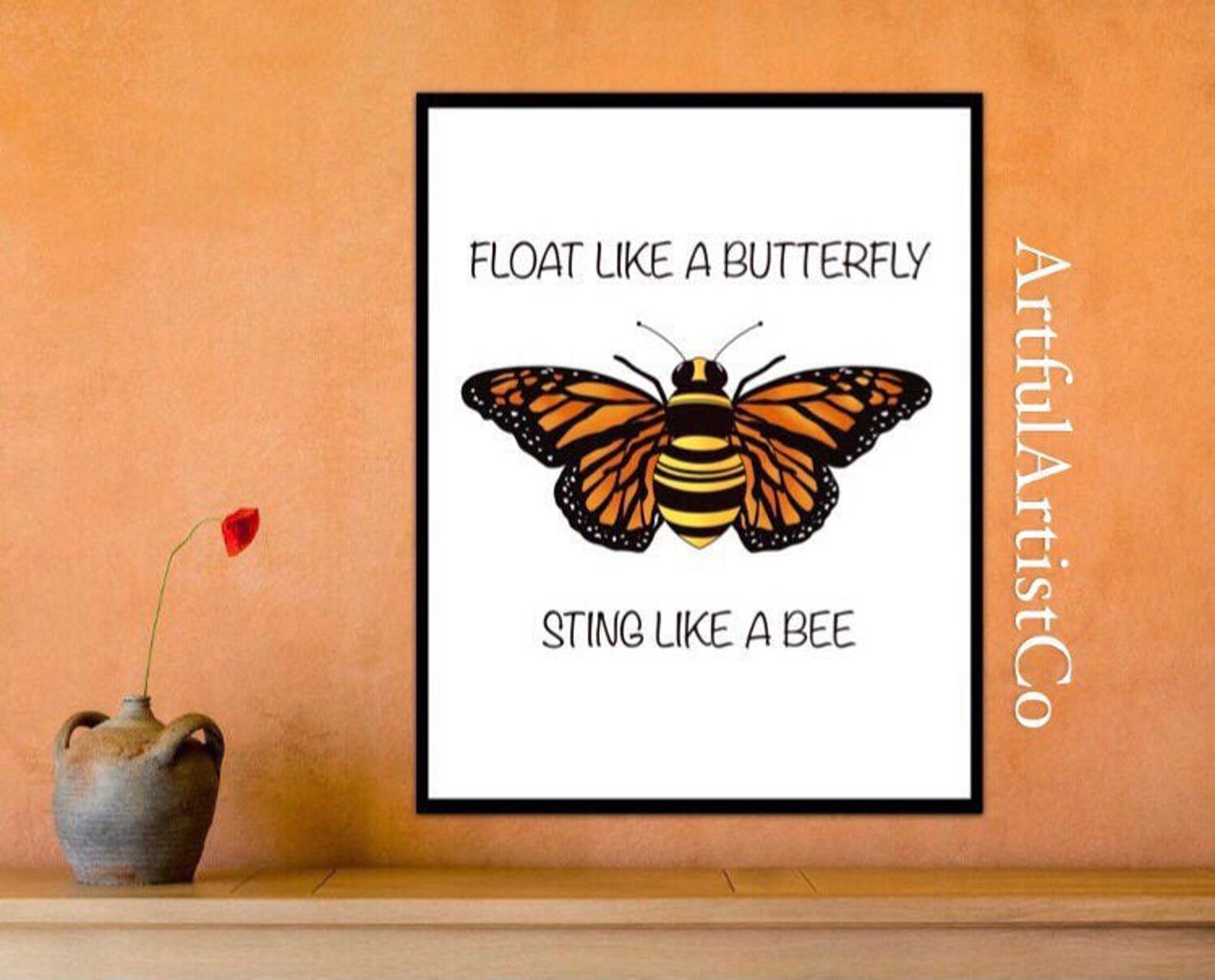 Float Like A Butterfly Sting Like A Bee Motivational Digital Etsy