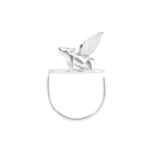 Flying Pig Ring, Statement Ring, Silver Ring, Sterling Silver Pig Ring, Silver Ring, Lucky Ring, Cute Animal Jewelry, Year of the Pig