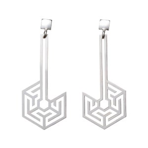 Maia Earrings , Labyrinth Silver Earrings , Maze Earrings , Maze Jewelry, Greek Maze, Minimal Jewelry ,