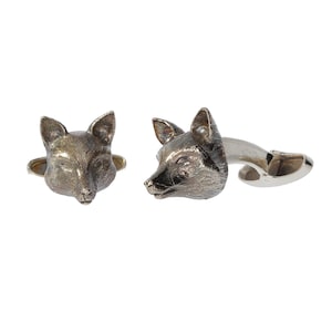 Boutons de manchette en argent Renard, Cadeau de marié, Boutons de manchette Globe, Cadeau de fiancé, Boutons de manchette pour hommes, Bijoux de carte du monde, Boutons de manchette personnalisés, Cadeau de Noël,