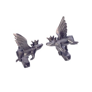 Boutons de manchette en argent Flying Pig, cadeau du marié, boutons de manchette globe, cadeau fiancé, boutons de manchette pour homme, bijoux carte du monde, boutons de manchette personnalisés, cadeau de Noël,