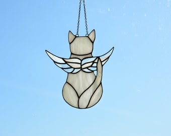 Stained Glass Angel Cat Sun Catcher