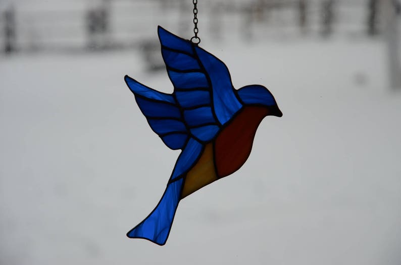 Stained Glass Blue Bird Sun Catcher