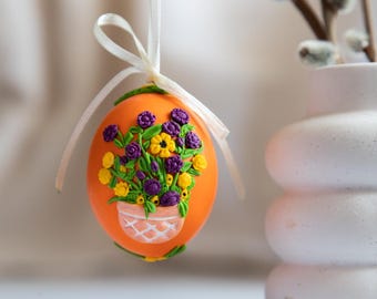 Decorazione floreale fatta a mano per uova di Pasqua: decorazioni primaverili shabby chic