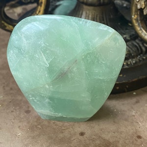 Green Fluorite Polished Freeform Translucent Namibia Mineral, 150 grams