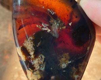 INDONESIAN AMBER FULLY rare Polished Blue, High quality Blue Amber Hand Polished piece