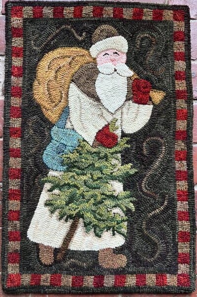 Flying Santa Rug Pattern WOODLAND SANTA - Rug Hooking Pattern Designed by Therese Shick - Etsy