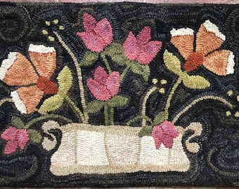 RAMO DE PRIMAVERA DOS - Patrón de alfombras de gancho diseñado por Therese Shick