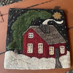 CHRISTMAS CABIN Village Tile Series Traditional Rug Hooking Pattern Designed by Therese Shick image 3