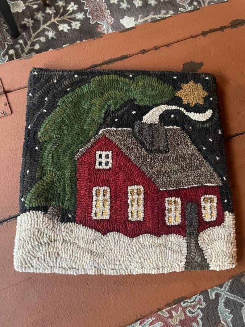 CHRISTMAS CABIN Village Tile Series Traditional Rug Hooking Pattern Designed by Therese Shick image 3