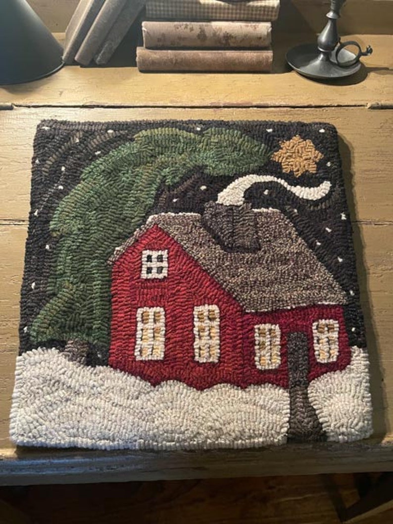 CHRISTMAS CABIN Village Tile Series Traditional Rug Hooking Pattern Designed by Therese Shick image 5