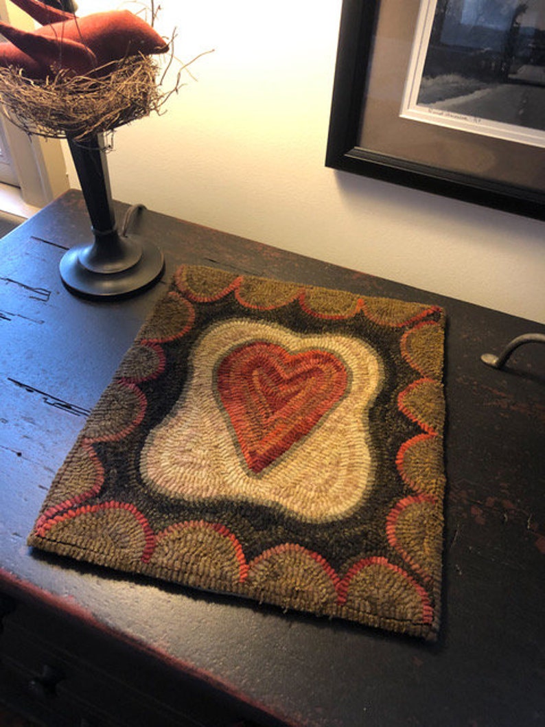 Heart Hook Rug Patterns ONE HEART - Rug Hooking Pattern Designed by Therese Shick - Etsy
