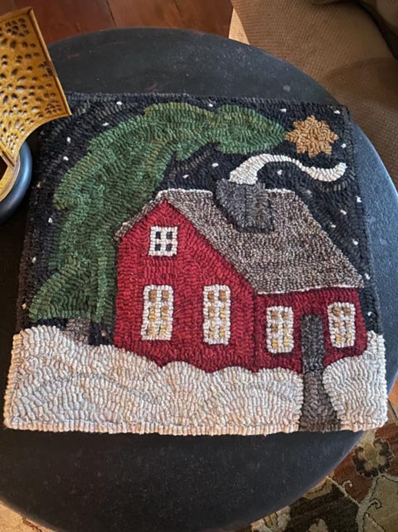 CHRISTMAS CABIN Village Tile Series Traditional Rug Hooking Pattern Designed by Therese Shick image 6