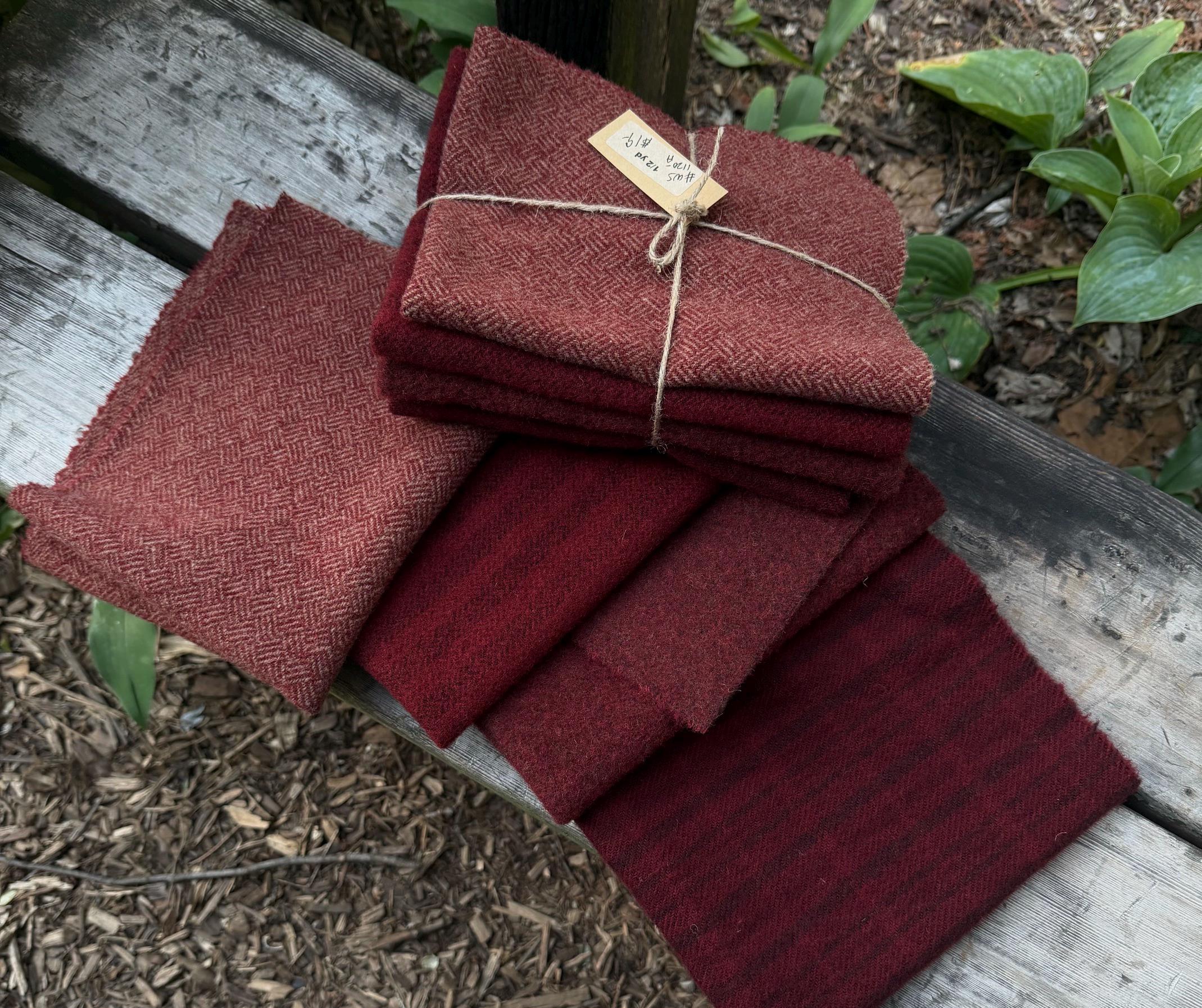 Wool Redm RED VARIETY Mill-dyed Washed Wool Stack - 1/2 Yd Premium Wool- #WS1120 ...