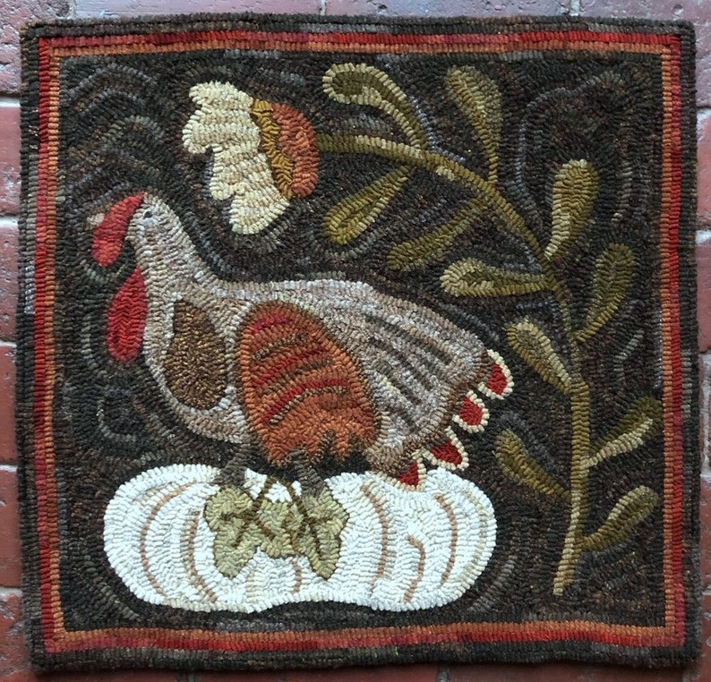 Turkey Hook Rug WILD TURKEY - Rug Hooking Pattern Designed by Therese Shick - Etsy