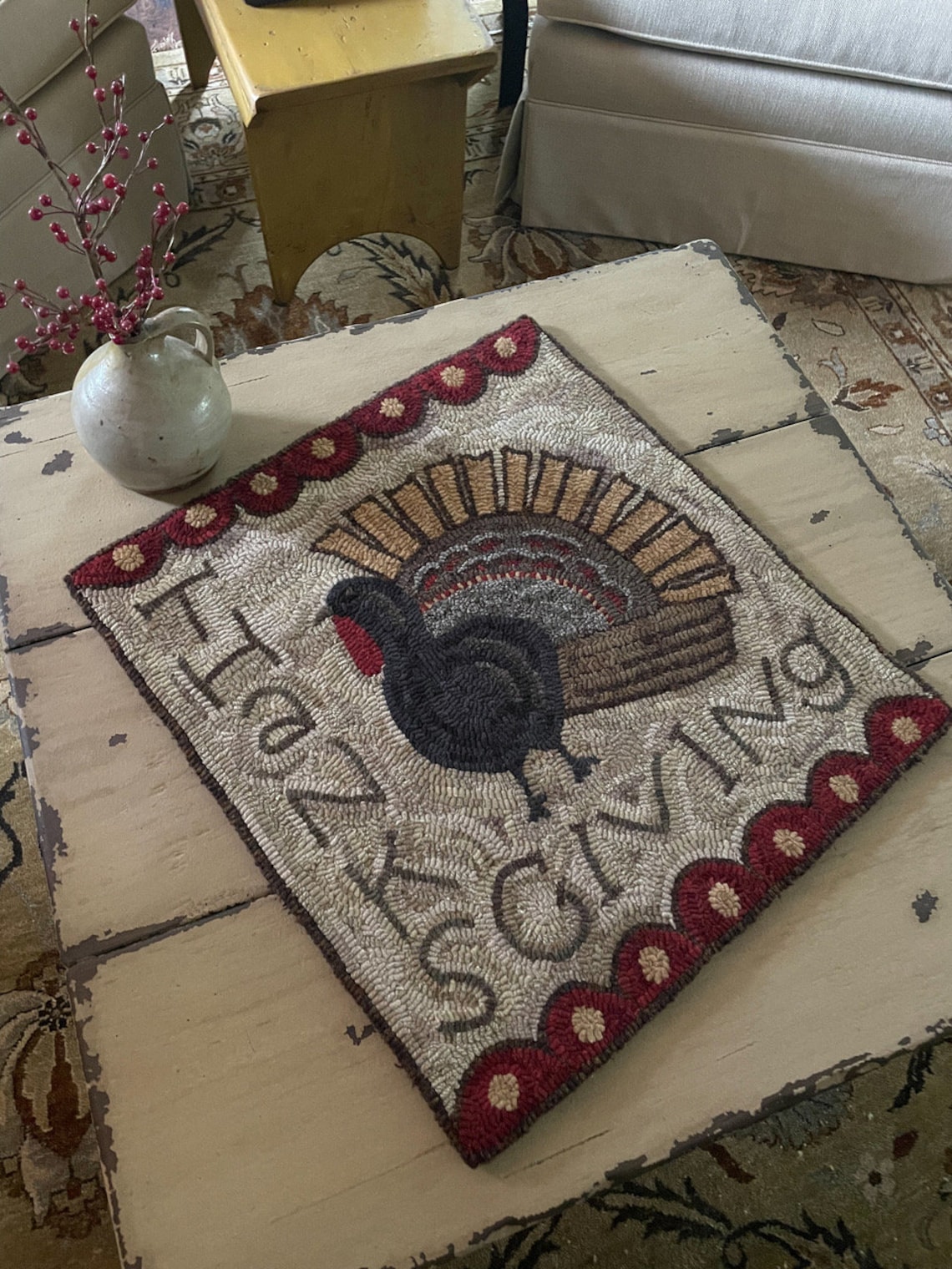 Turkey Hook Rug TURKEY DAY - Rug Hooking Pattern Designed by Therese Shick - Etsy