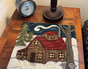 VERMONT SUGAR SHACK (Serie de azulejos de Nueva Inglaterra): patrón tradicional de alfombras enganchadas diseñado por Therese Shick