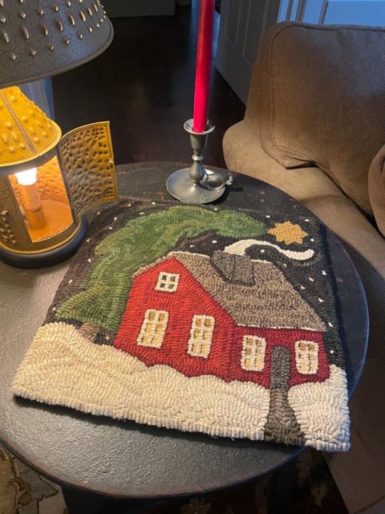 CHRISTMAS CABIN Village Tile Series Traditional Rug Hooking Pattern Designed by Therese Shick image 4